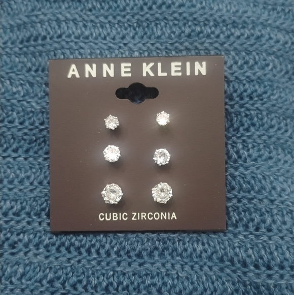 Anne Klein Jewelry - Anne Klein Silver Cubic Zirconia Stud Earrings Gift Set 3 Pairs NWT